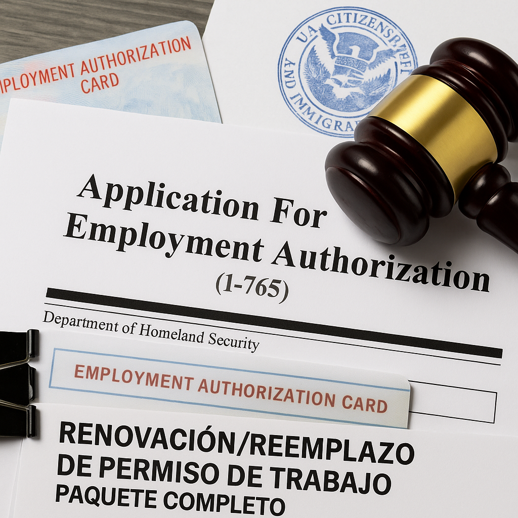 Renovación/Reemplazo de Permiso de Trabajo (I-765) – Paquete Completo